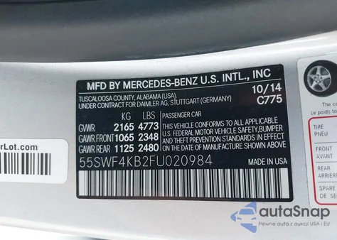 2015 Mercedes-Benz C 300 Luxury 4Matic from USA, damaged, VIN 55SWF4KB2FU020984